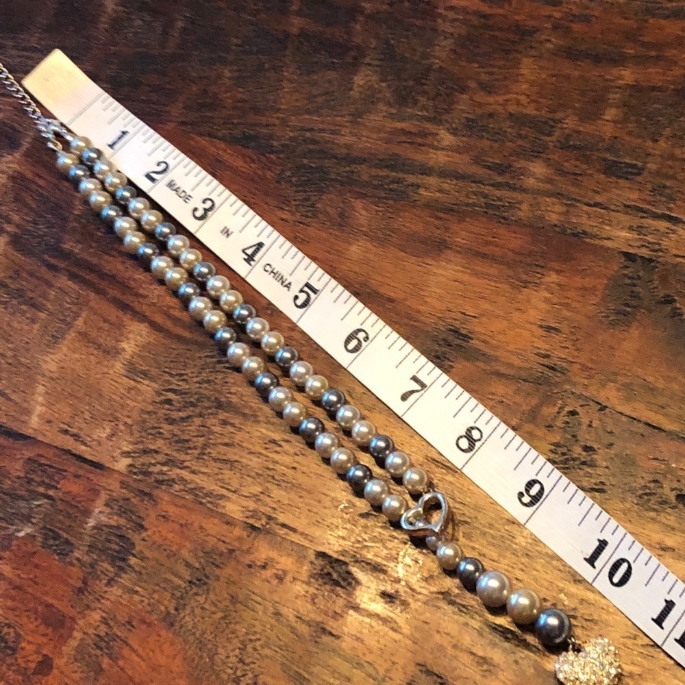 NRT Pearl and Rhinestone Heart Lariat Necklace - Picture 4 of 16